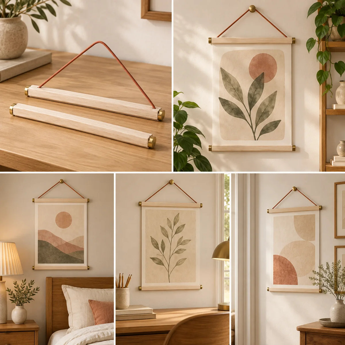 Wood Poster Hanger Rail Set — in use