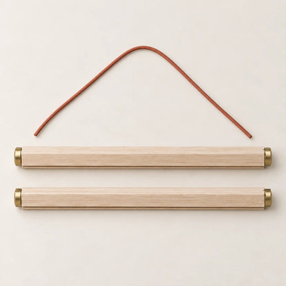Wood Poster Hanger Rail Set — package contents
