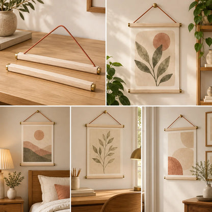 Wood Poster Hanger Rail Set — in use